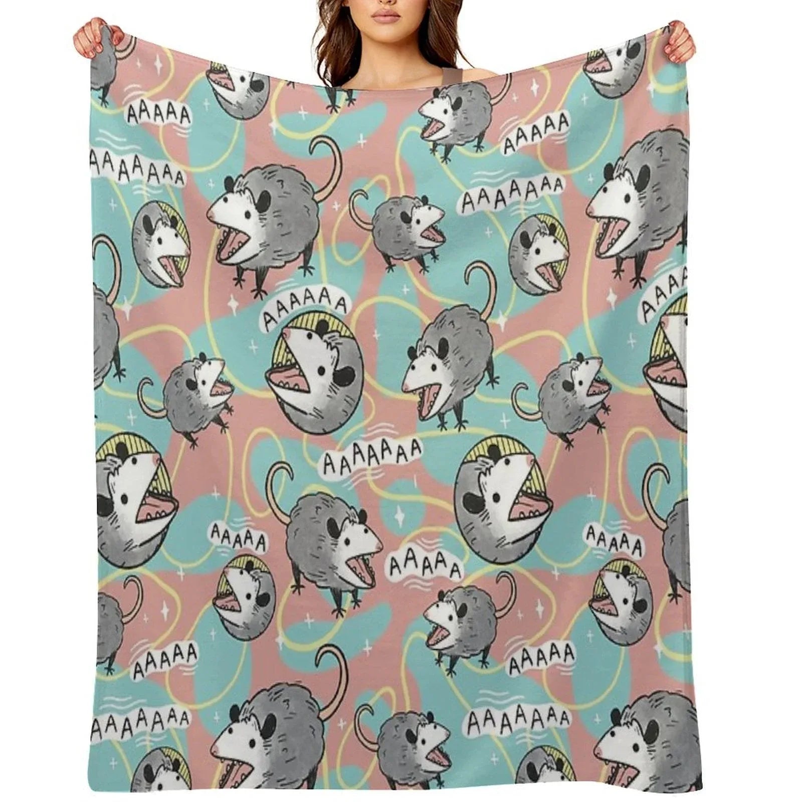 Opossum Screm Throw Blanket