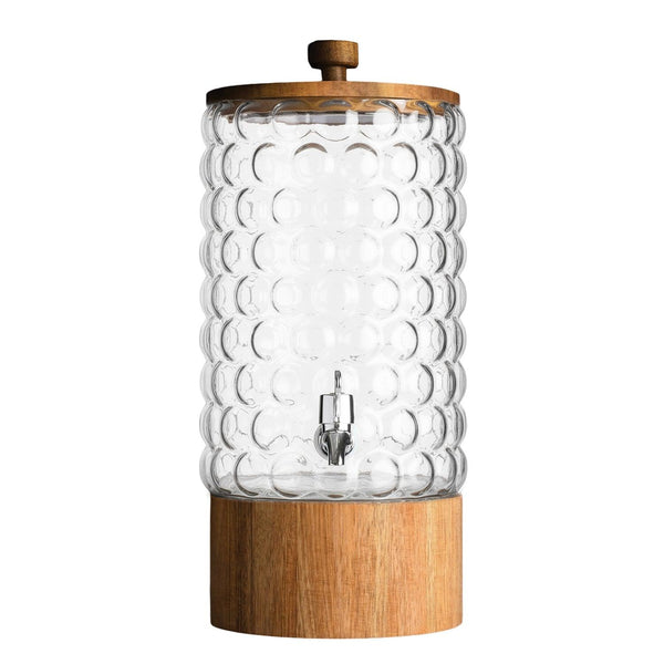Palermo Beverage Dispenser With Wooden Lid & Base 2 Gal