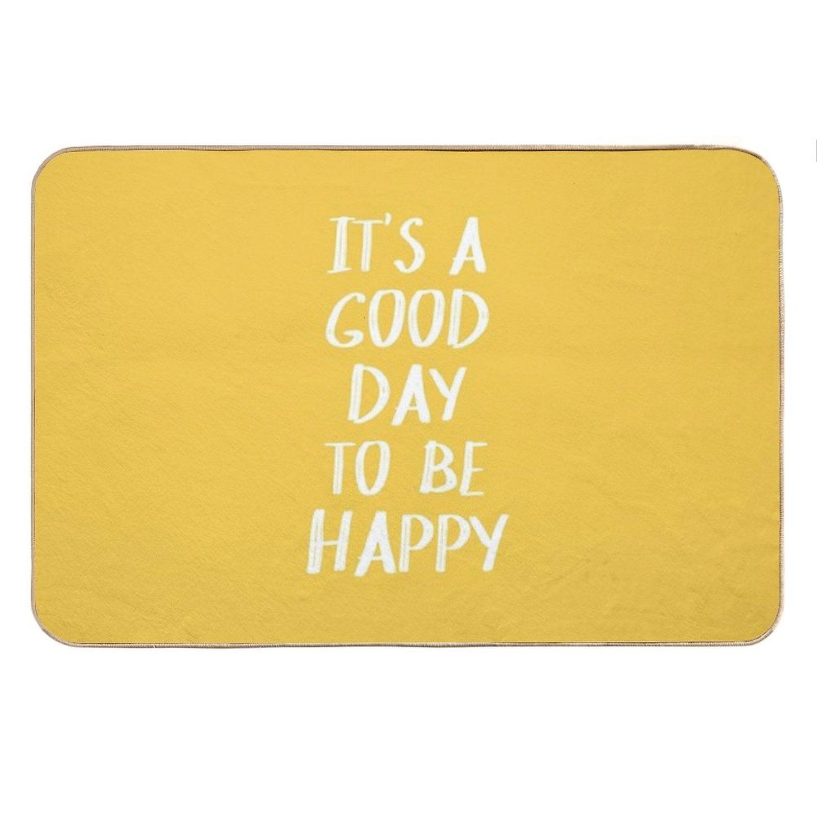 It's A Good Day to Be Happy in Yellow Bath Mat