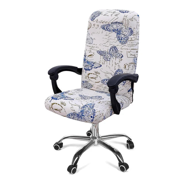 Stretch Printed Computer Office Chair Covers Soft Fit Universal Desk Rotating Slipcovers Removable Washable Anti-Dust Spandex