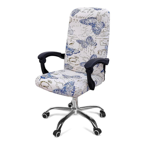 Stretch Printed Computer Office Chair Covers Soft Fit Universal Desk Rotating Slipcovers Removable Washable Anti-Dust Spandex