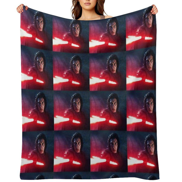 Adam Driver with Saber Edit Throw Blanket