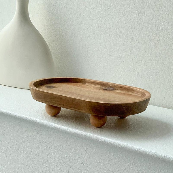 Entrance foyer storage tray aromatherapy glasses placement tray oval wooden ornament household tray