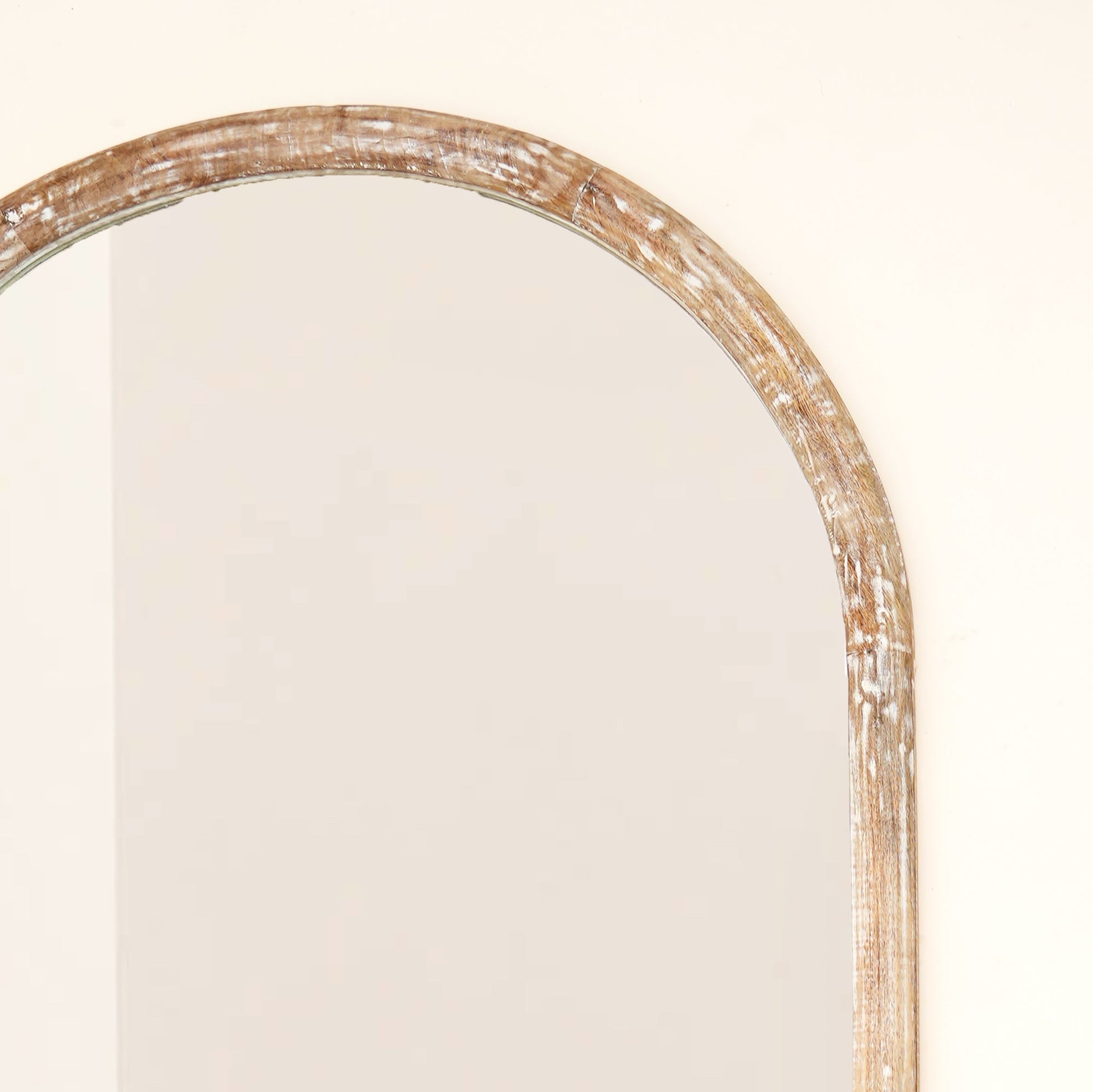 Arched Full Length Wall Mirror with Mango Wood Frame, 36x72