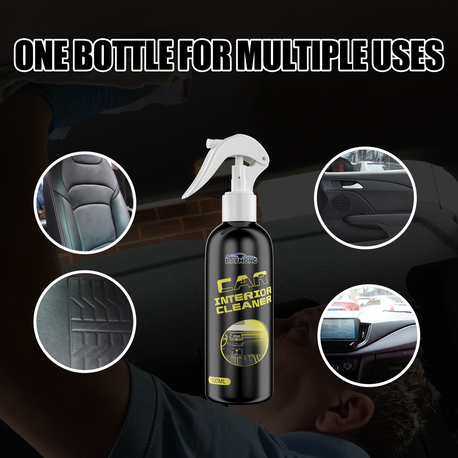 Car Interior Reconditioning Cleaner, Car Leather Cleaning Plastic Instrument Panel Decontamination Maintenance Agent