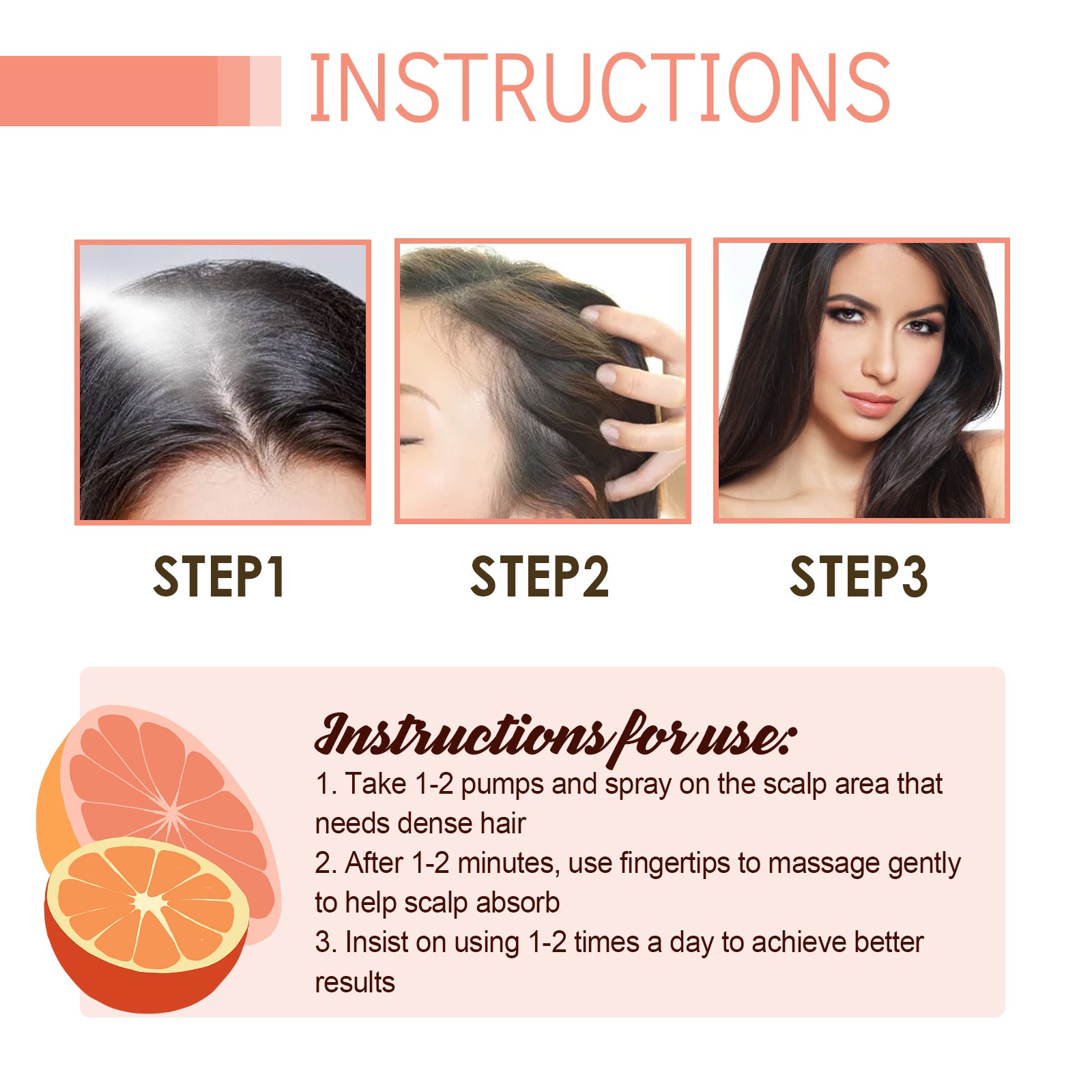 Grapefruit Hair Mist, Repair Damaged Hair Moisturizing And Thickening Hair Stabilization Spray