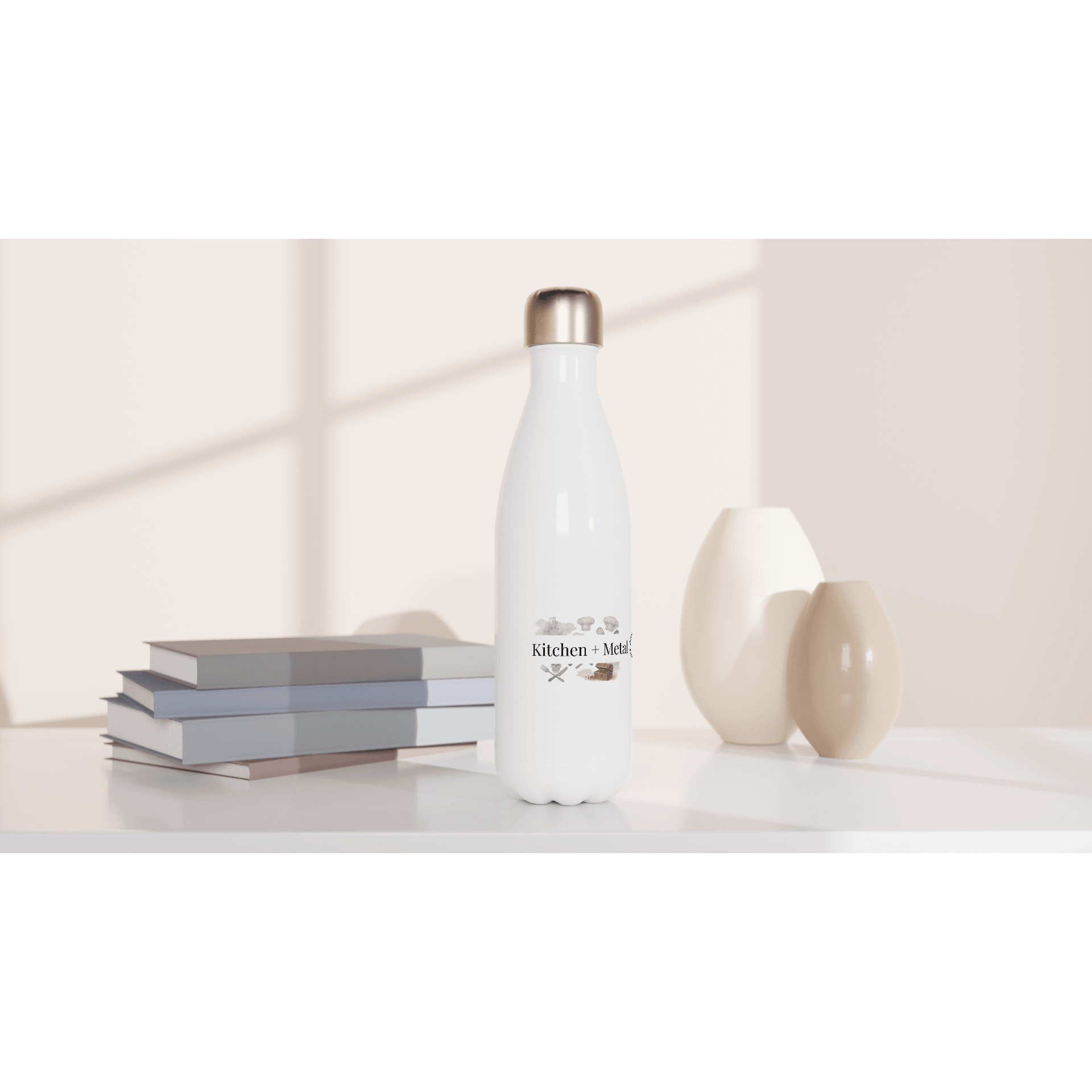 White 12oz Enamel Mug - White 17oz Stainless Steel Water Bottle | Coffee Mugs | Kitchen + Metal