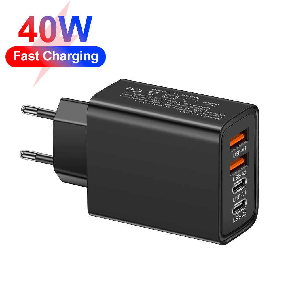 2.4A 2PD+2USB mobile phone charger charging head, American standard, European standard, British standard, travel charging head