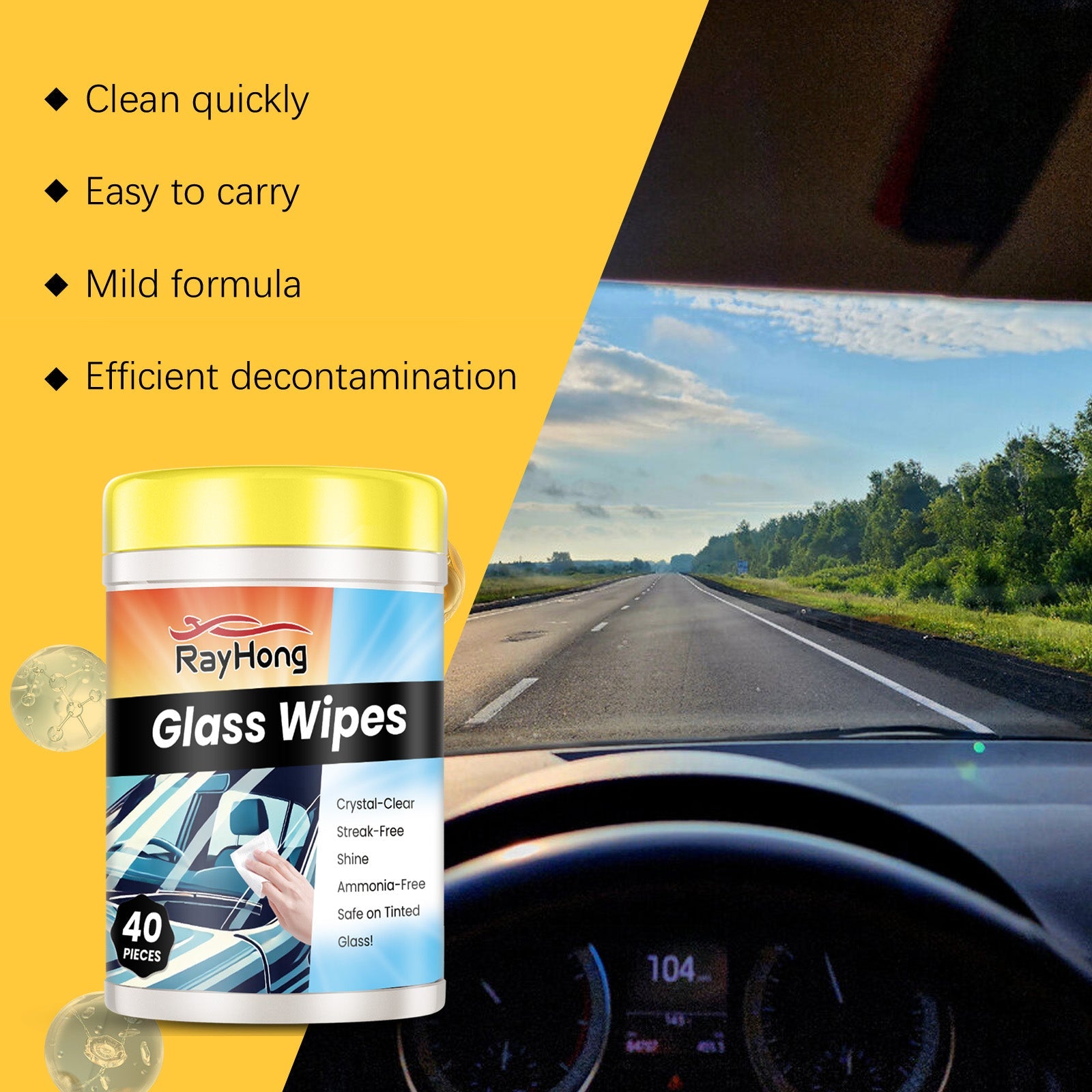 Car Glass Cleaning Wipes Glass Rearview Mirror Anti-Fog Refurbished Anti-Oil Cleaning Universal Wipes
