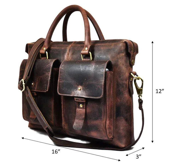Berkeley Leather Portfolio Bag - Walnut Brown - Gifts for You 'n Me