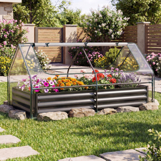 69 x 33 x 12 Inch Galvanized Raised Garden Bed with Cover-Black