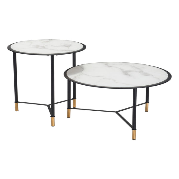 Davis Coffee Table Set (2-Piece) White & Black