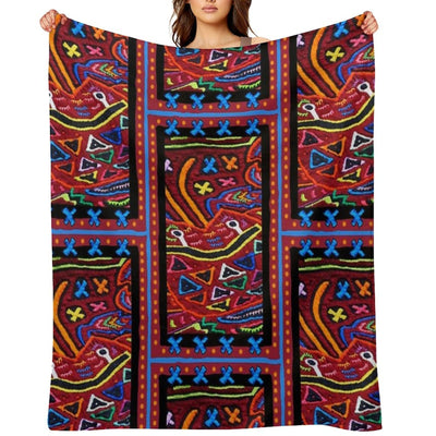 Panama Mola Design Eco-conscious Throw Blanket