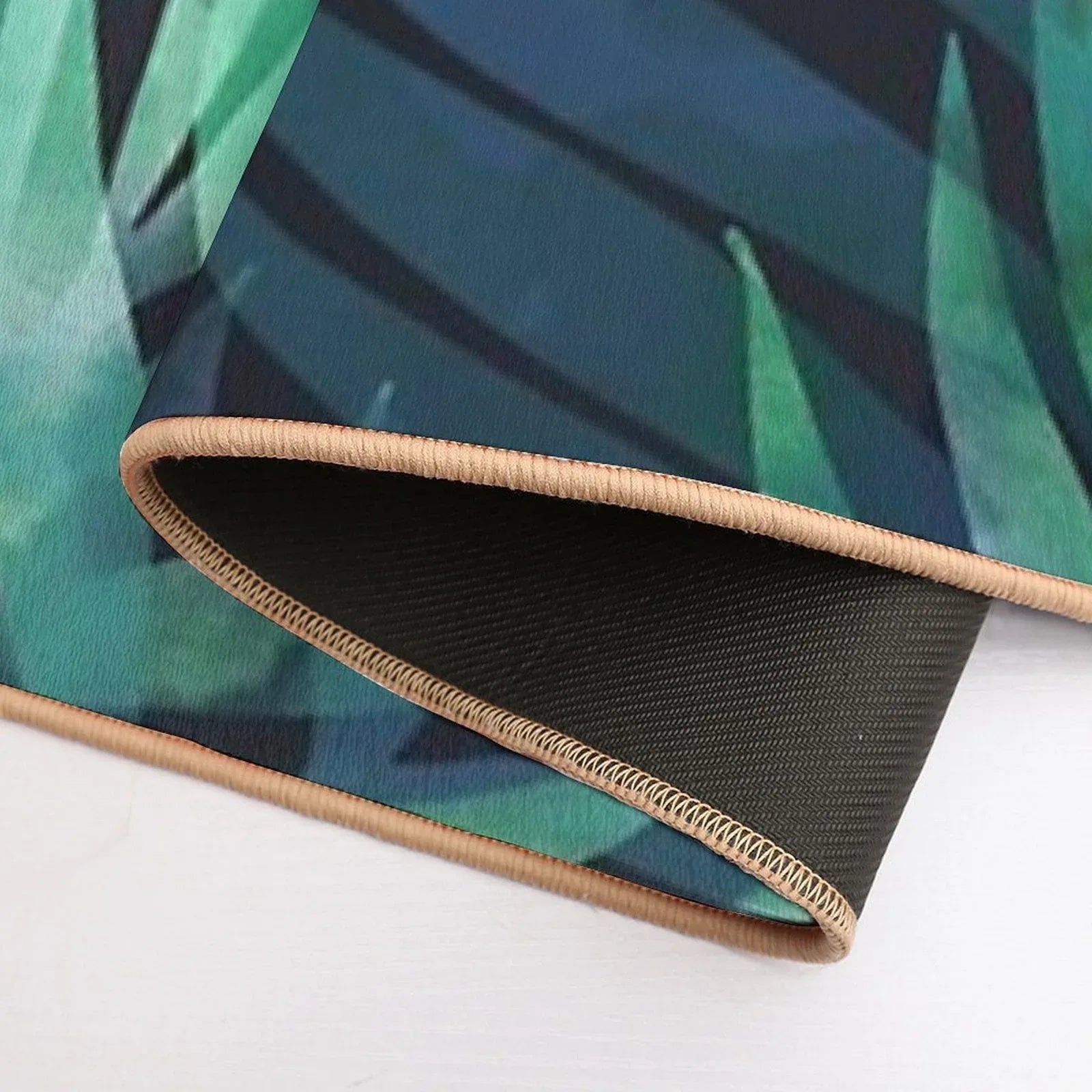 Dark Green Palms Leaves Pattern  Versatile Bath Mat