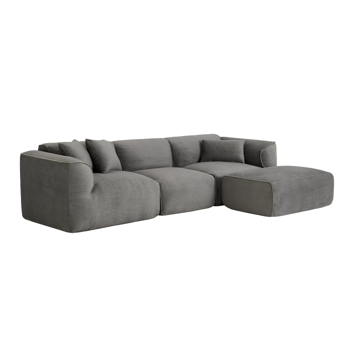U_Style Luxury Living Room Double-Needle Cut Velvet Sofa - 4-Seater