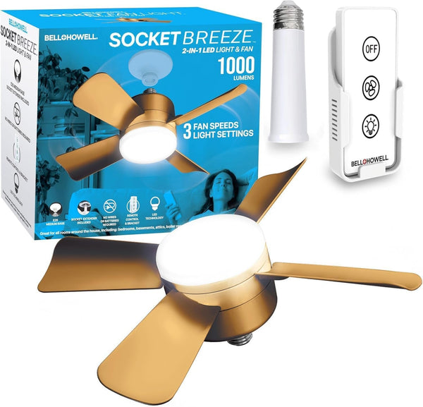 Bell+Howell Socket Breeze Modern Ceiling Fans with LED Lights, 10
