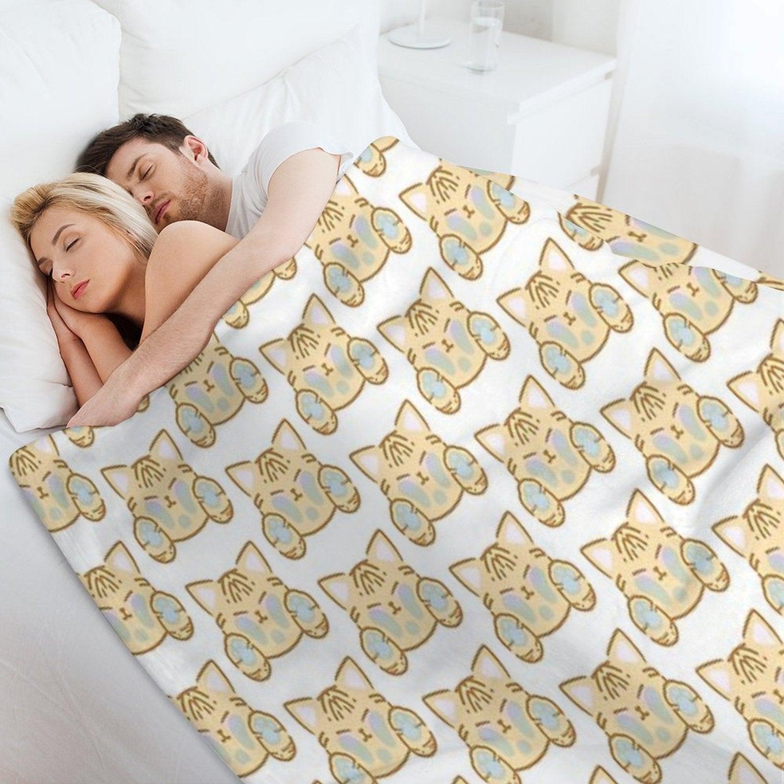Cute Kitties Cat Sticker Throw Blanket