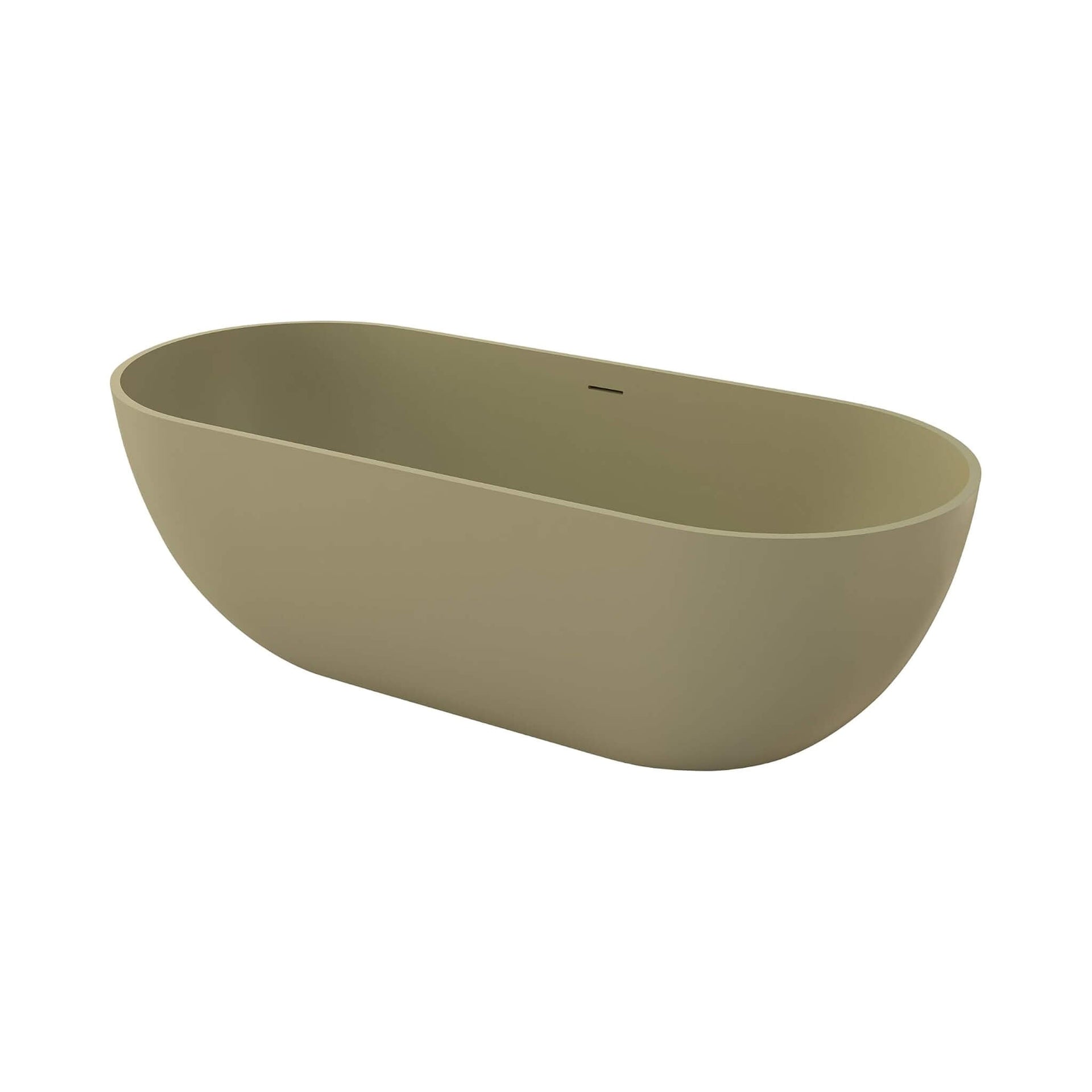 [69X30-Inch] Freestanding Oval Stone Resin Soaking Tub With Overflow Drain (SAK35786)
