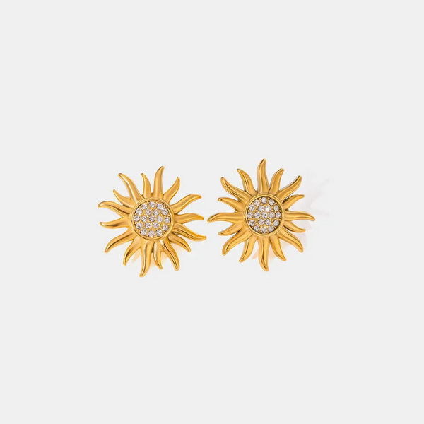 Stainless steel sunflower jewelry flower earrings for women