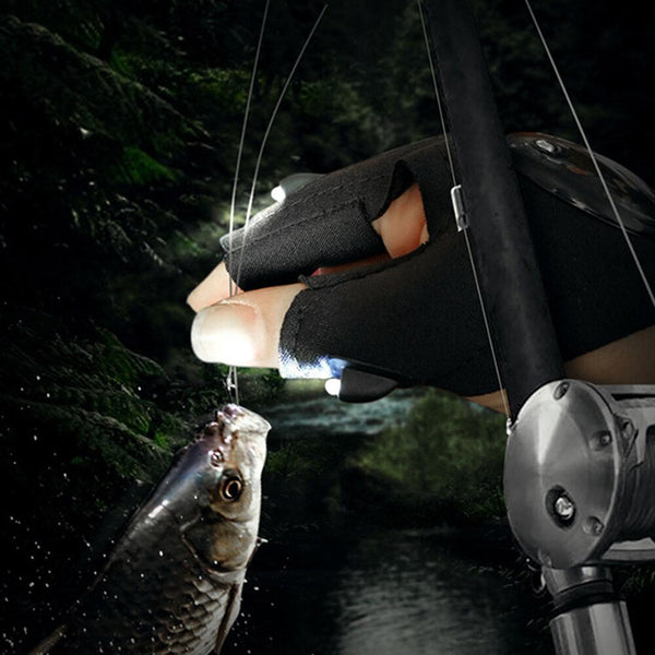 1 Pair Right and Left Multifunctional Gloves Outdoor Hiking Fingerless Gloves with LED Light Waterproof Flashlight Gloves - Gifts for You 'n Me