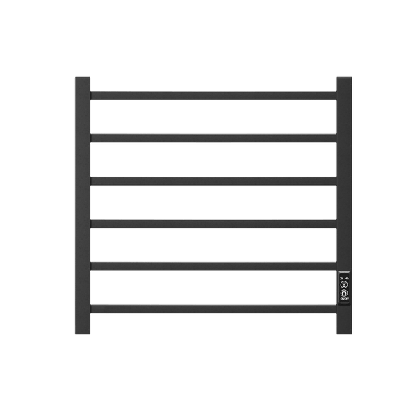 Towel Warmer 6 Bar Electric Heated Towel Rack Wall Mount Plug-in/Bath Towel Heater Matt-Black - Timer
