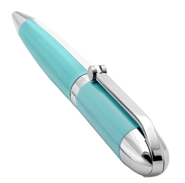 Visionary® Brass & Aluminum Enameled Fountain Pen (Medium Nib) and Ballpoint Pen Set - Sky Blue / White