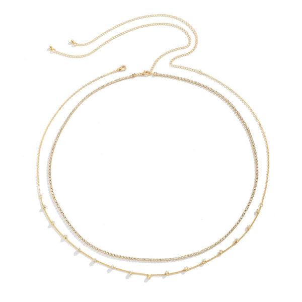 Versatile double-layer simple thin chain claw chain body chain fashionable beach rhinestone sexy waist chain