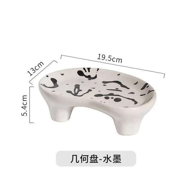 Creative Ink Splashing Fruit Plate Ceramic Plate Couple Afternoon Tea Dessert Cake Plate Coffee Cup Retro Home Kitchen Tableware