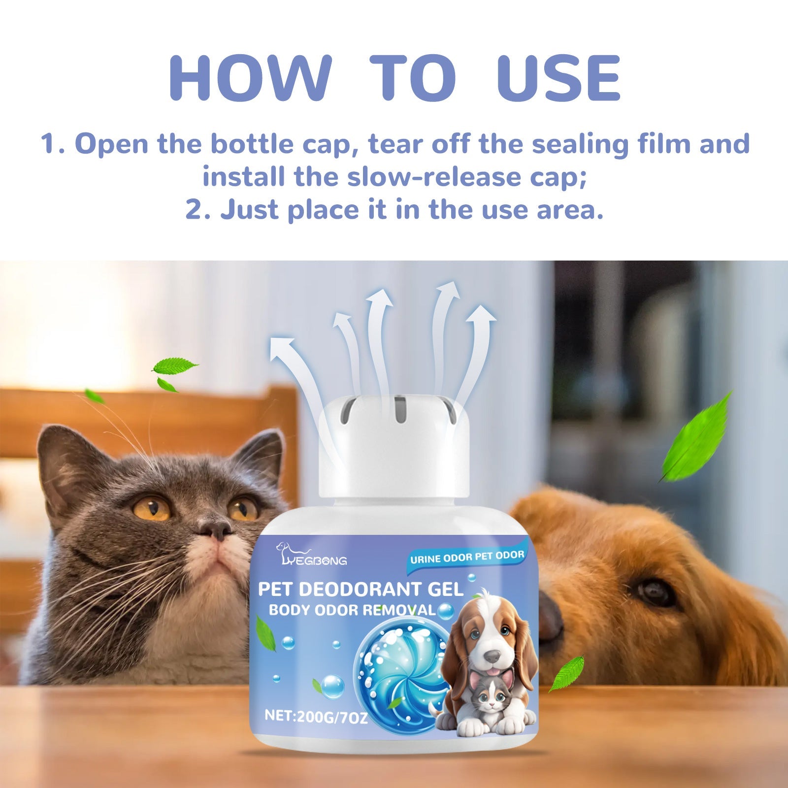 Pet Deodorant Gel, Cat And Dog Body Kennel Cattery Clean Odor Air Fresh Deodorizing Gel