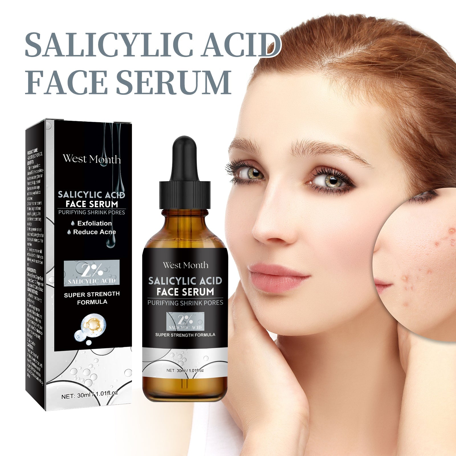 Salicylic Acid Facial Essence, Lighten Acne Mark Repair Hydrating Facial Care Essence