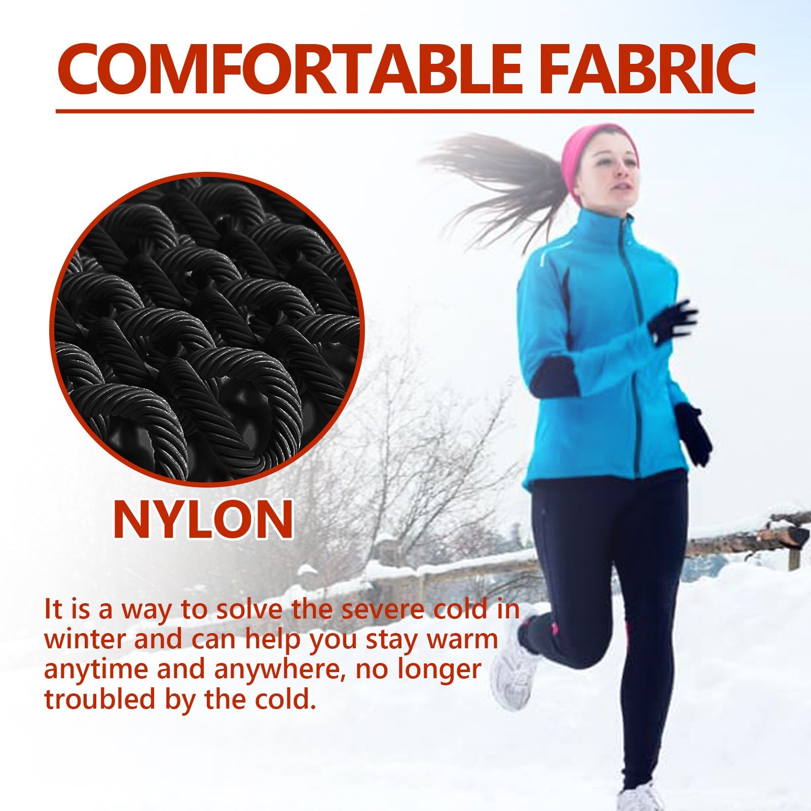 Nylon Gloves, Winter Outdoor Sports Skiing Cold Hand Care Massage Heat Warm Gloves