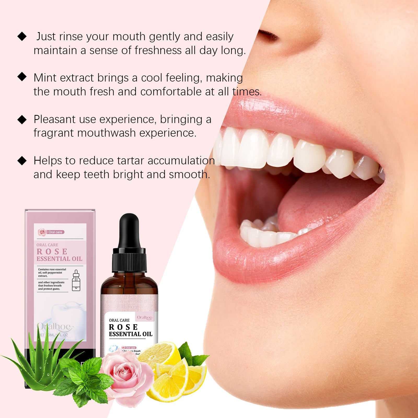 Mouth Rose Mouthwash Oral Hygiene Care Clean Tooth Stains, Gingiva And Freshen Breath