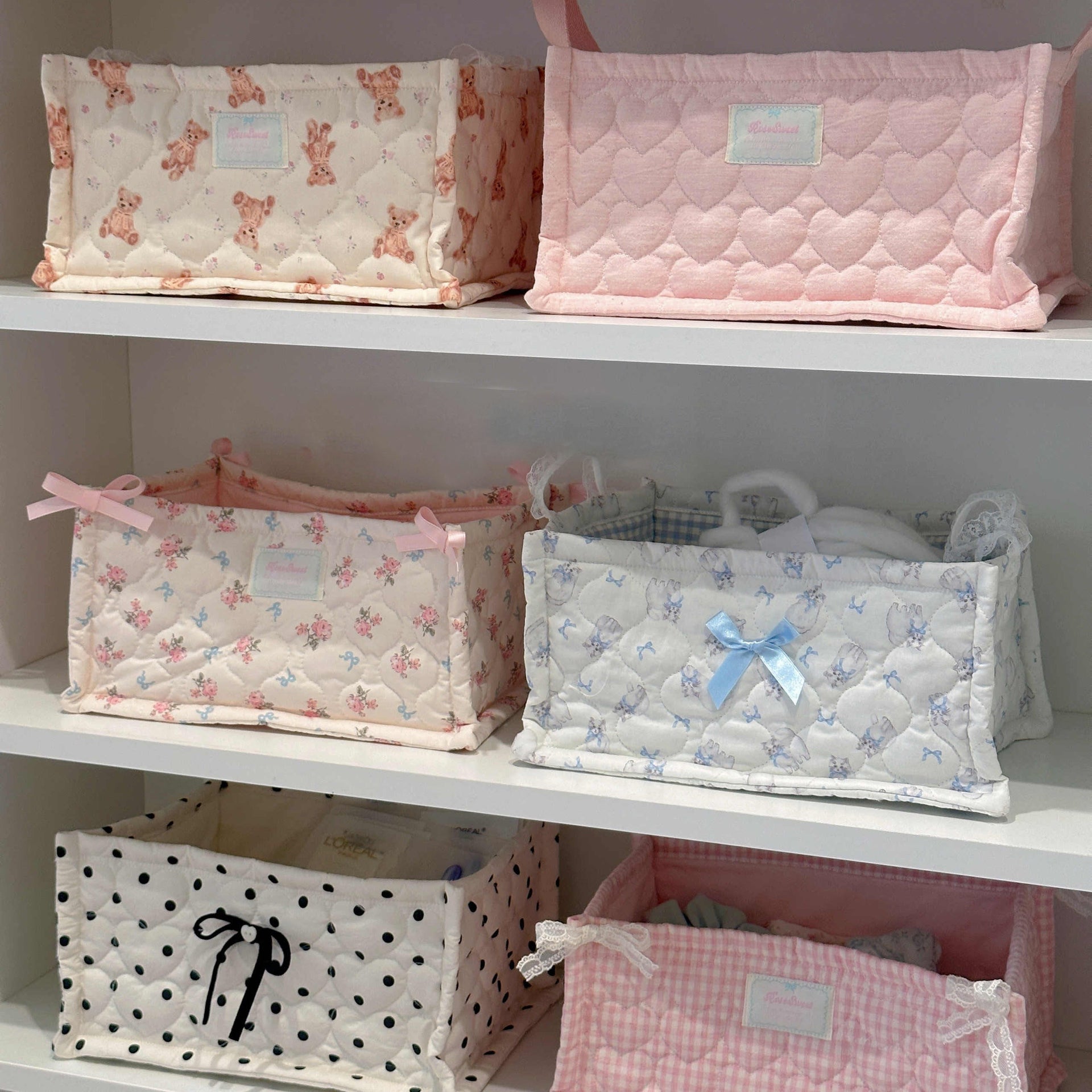 Quilted Ins Storage Basket Desktop Goods Storage Cute Ornaments