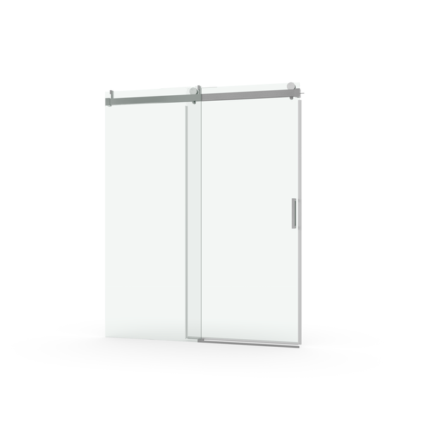 68 to 72 inches wide x 76 inches high frameless soft closing shower door 3/8 inches (10mm) thick brushed nickel solid glass 22D0
