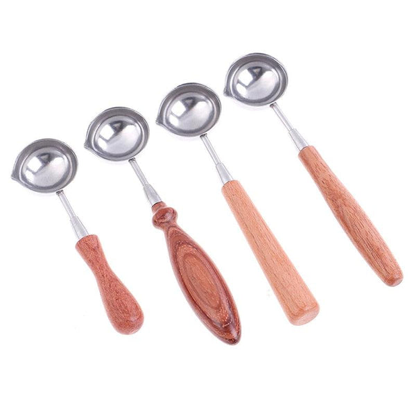 Anti-Hot Sealing Wax Spoon Wood Handle Retro Wax Stamping Spoons Invitation Cards Decorative Stamps Craft