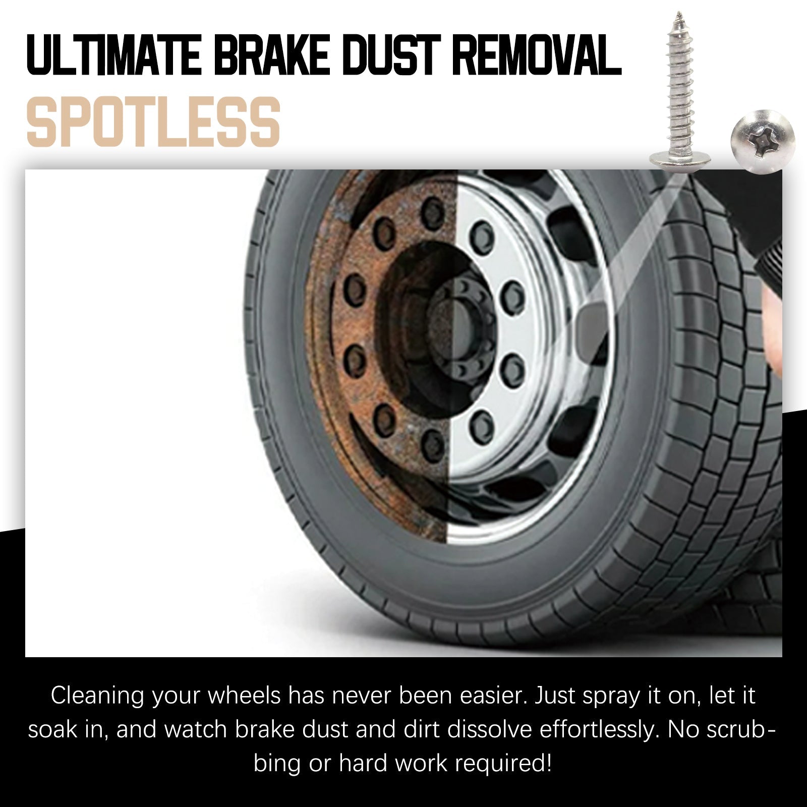 Car Brake Cleaner, Wheel Hub Rim Yellowing Eliminate Abnormal Wheel Noise Cleaning Stains Rust Remover