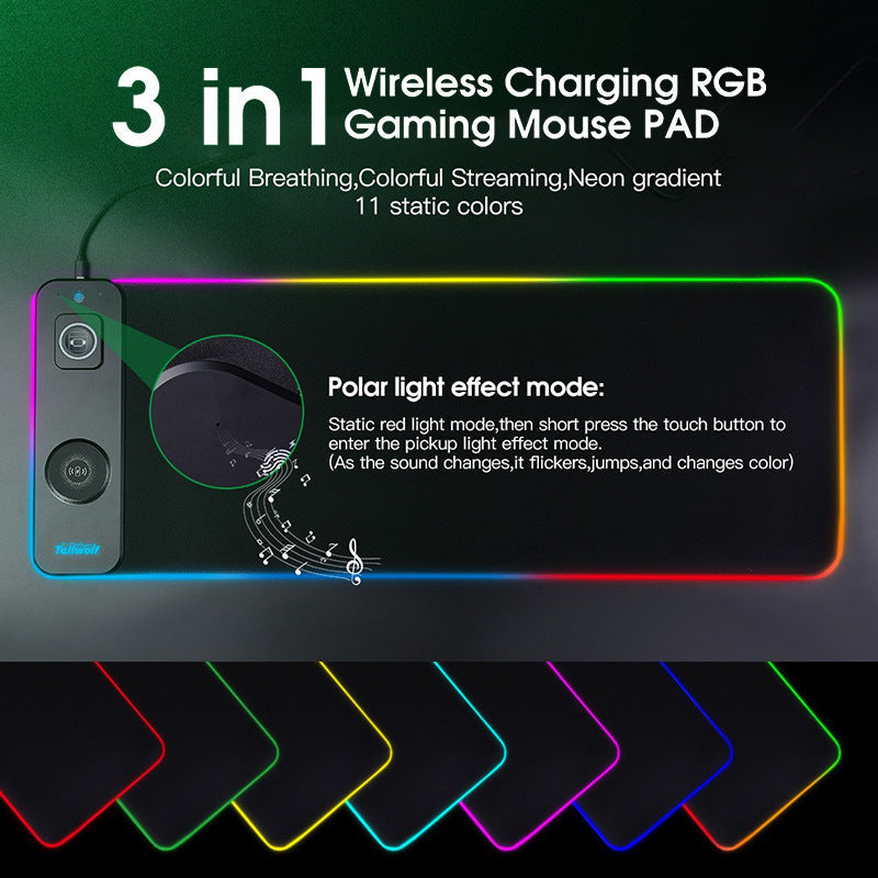 3 in 1 magnetic wireless charging mouse pad desk pad wireless charging luminous mouse pad