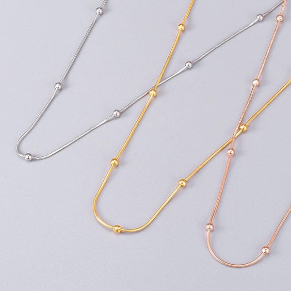 Fashion stainless steel round snake bag bead chain multi-color accessory chain necklace collarbone chain