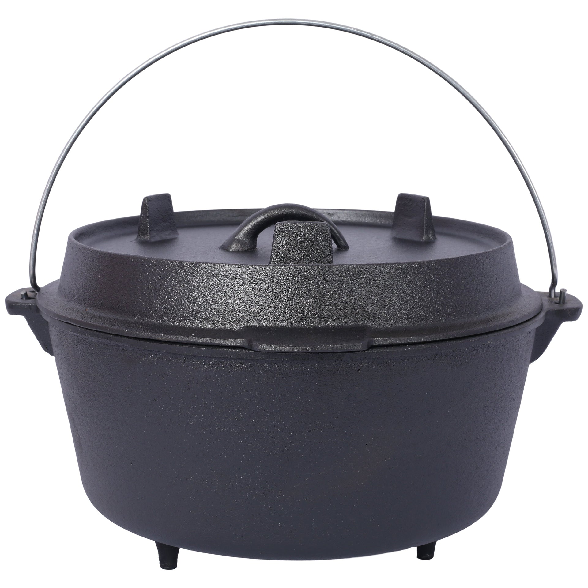 ast iron Dutch oven with lid, outdoor camping deep pot, used for camping, cooking, barbecue and leg rest, 8 Quart
