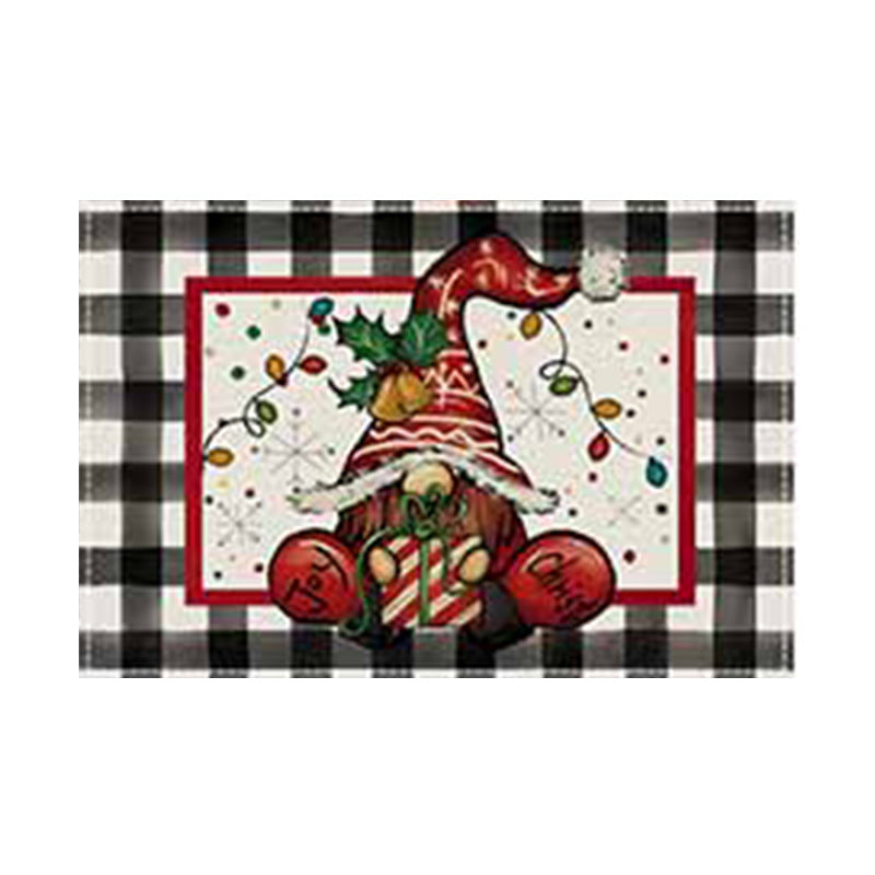 Christmas Snowman Linen Meal Mat Snowflake Grid Printed Table Mat Christmas Party Decoration Insulation Mat Holiday Decoration