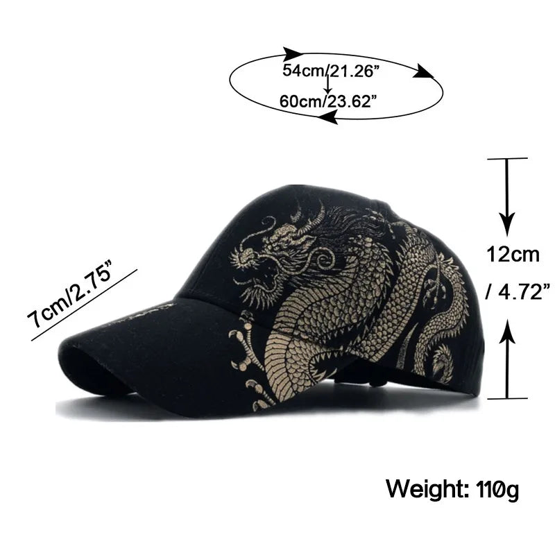 Men and women universal new Chinese dragon printing paragraph duck tongue cap pattern neutral wind adjustable baseball cap