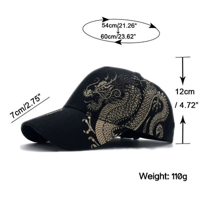 Men and women universal new Chinese dragon printing paragraph duck tongue cap pattern neutral wind adjustable baseball cap