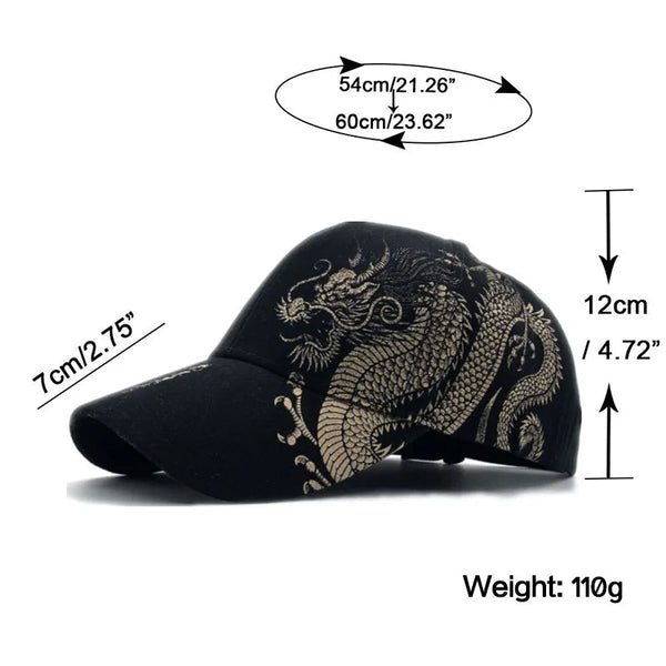 Men and women universal new Chinese dragon printing paragraph duck tongue cap pattern neutral wind adjustable baseball cap