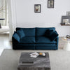Modern Fabric Loveseat Sofa Couch for Living Room, Upholstered Large Size Deep Seat 2-Seat Sofa with 4 Pillows ,Blue Chenille - Blue