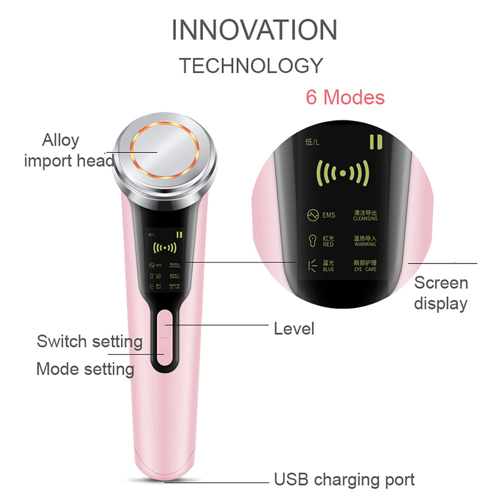 HailiCare Multi-Function 6-In-1 Skin Cleansing Instrument EMS Color Light Skin Rejuvenation Beauty Instrument