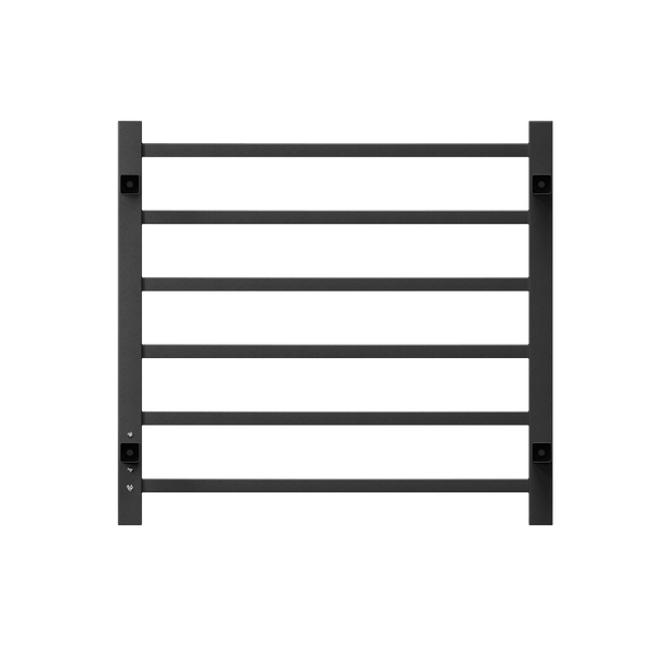 Towel Warmer 6 Bar Electric Heated Towel Rack Wall Mount Plug-in/Bath Towel Heater Matt-Black - Timer