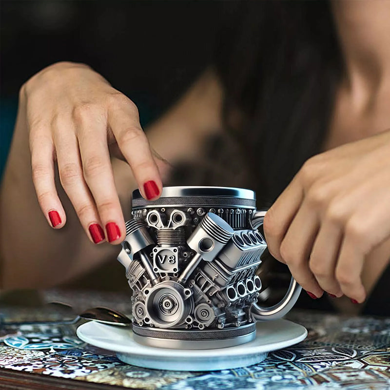 3D Engines - designed Stainless Steel Mug. Ideal for coffee/beer, a fun home & office drinking accessory.