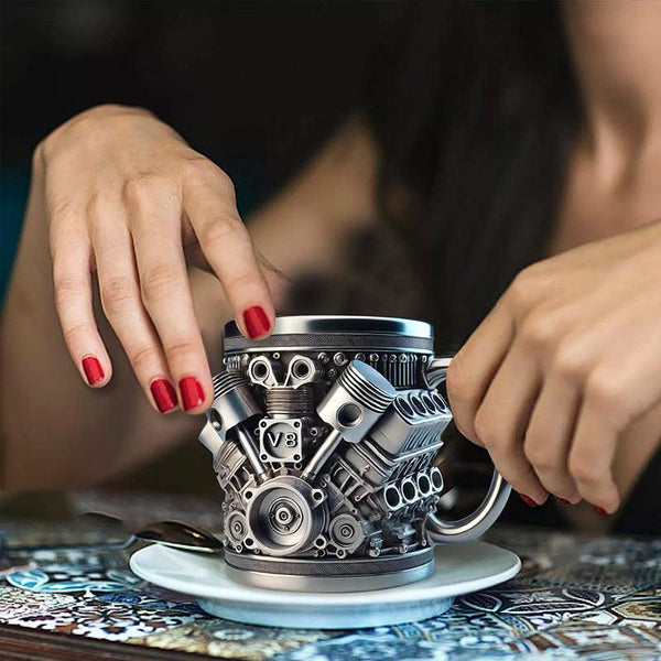 3D Engines - designed Stainless Steel Mug. Ideal for coffee/beer, a fun home & office drinking accessory.