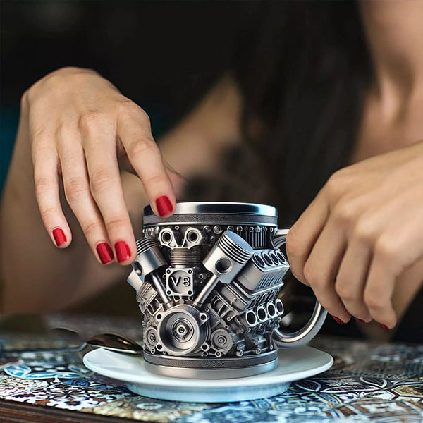 3D Engines - designed Stainless Steel Mug. Ideal for coffee/beer, a fun home & office drinking accessory.