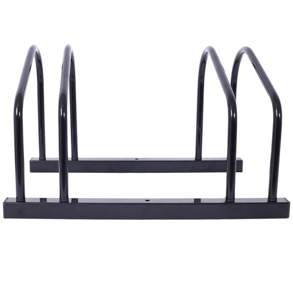 2 bicycle parking racks 22-28 inch wheel supports, maximum tire width 2.15 inches, black painted